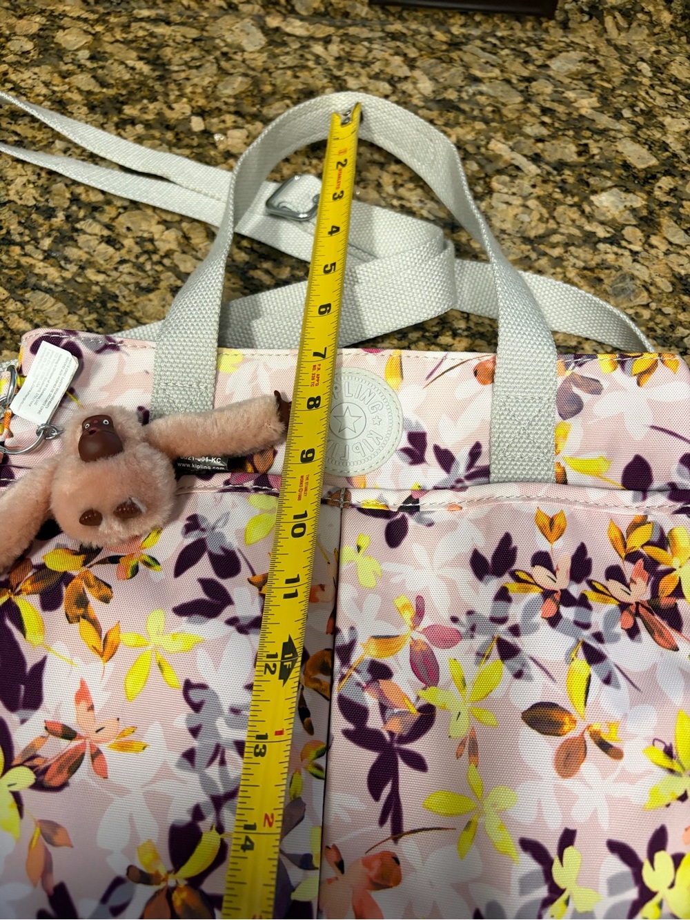 Kipling Floral Shoulder Bag in Pink, Yellow, Purple - Picture 10 of 12